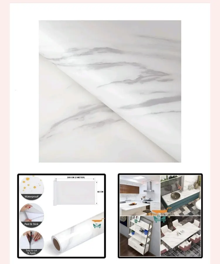White marble wallpaper 60x200cm