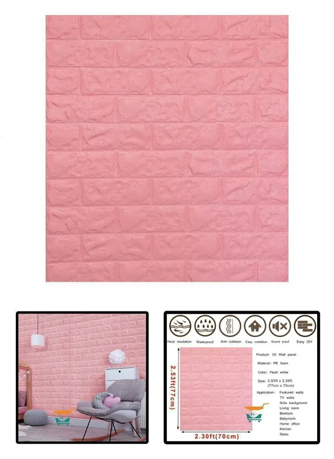3d brick wallpaper pink