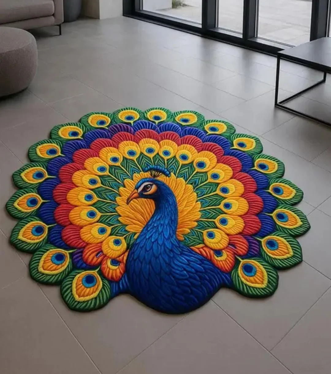 peacock mat 19x19inch
