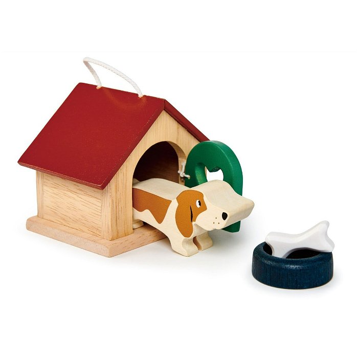 Dukkehus tilbehør - Hundehus m. hund