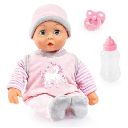 Første ord Baby 38 cm - Pink m. Enhjørning
