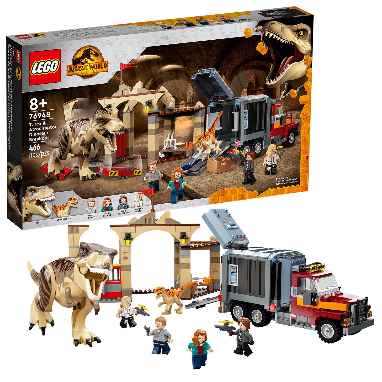 LEGO Jurassic World - T. rex og atrociraptor på dinosaurflugt (76948)