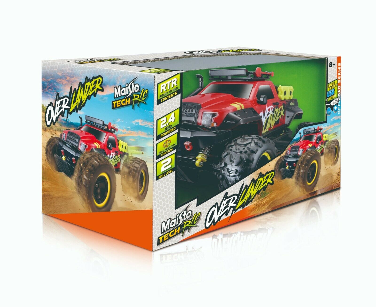 Overlander R/C Fjernstyret Bil 2.4 GHz (Li-ion+USB) - Rød