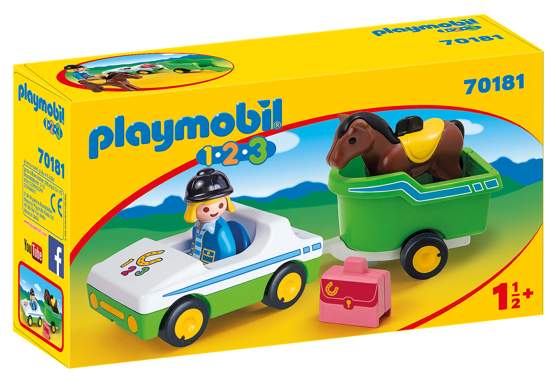 Playmobil 1.2.3 - Bil med hestetrailer