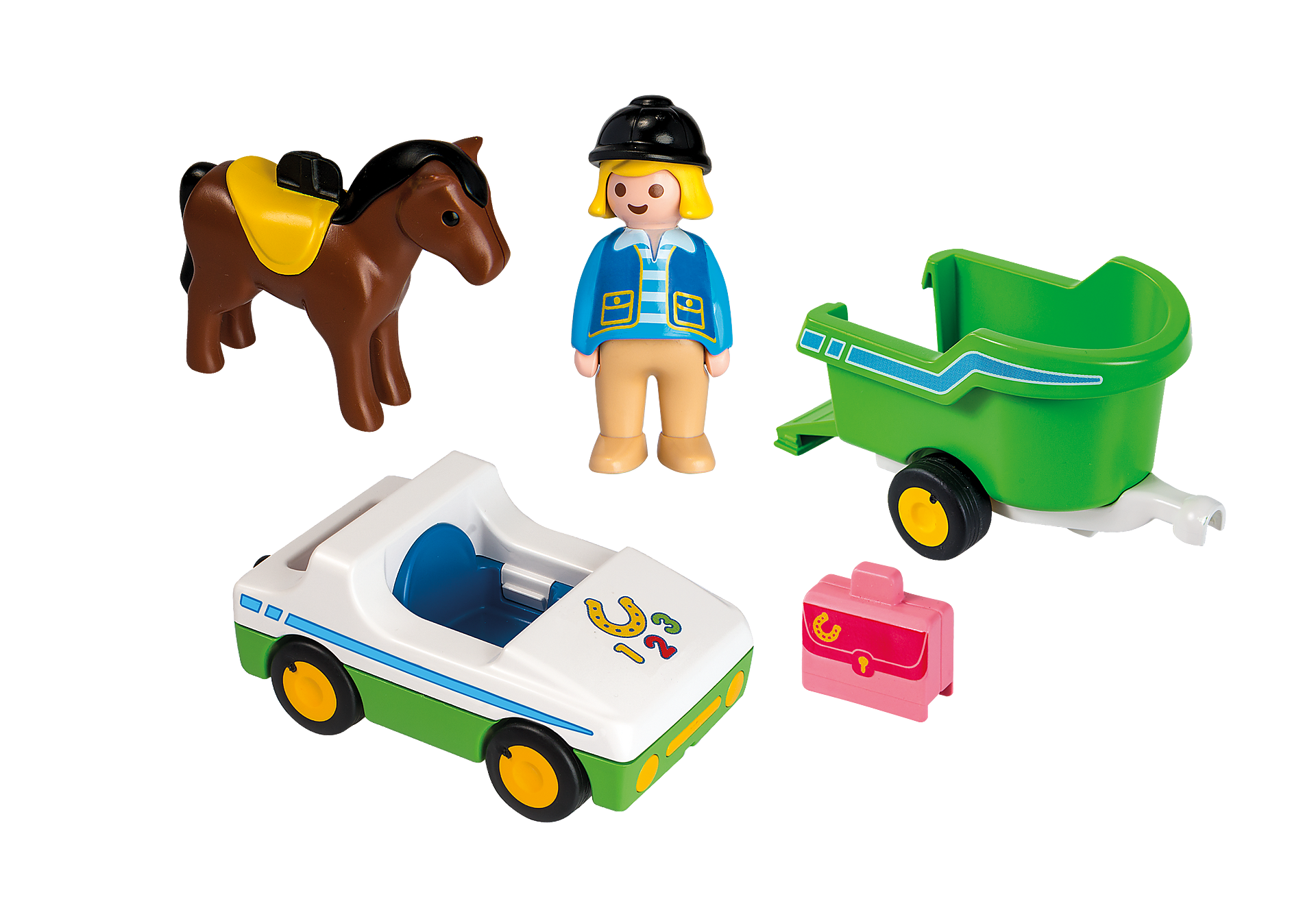 Playmobil 1.2.3 - Bil med hestetrailer