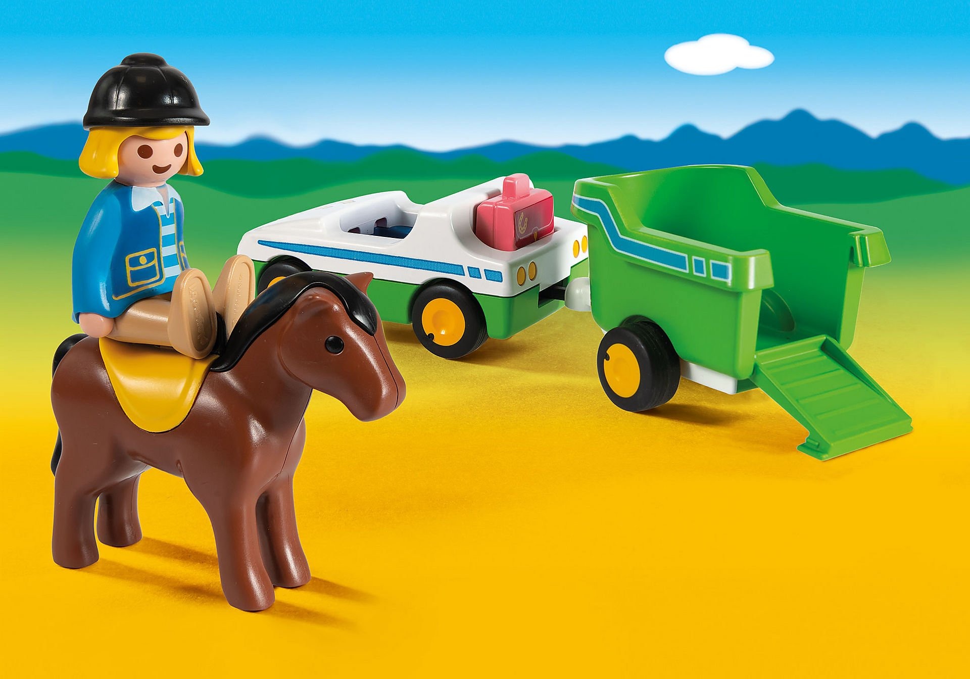 Playmobil 1.2.3 - Bil med hestetrailer