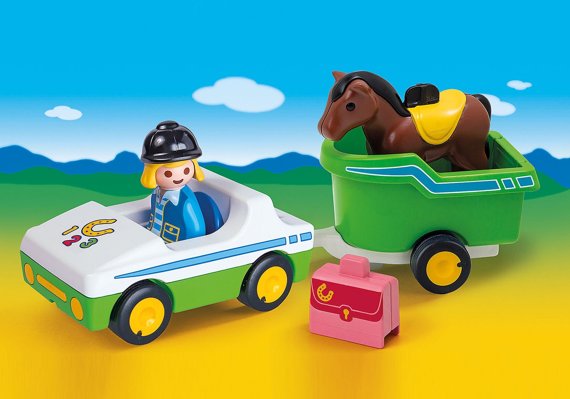 Playmobil 1.2.3 - Bil med hestetrailer