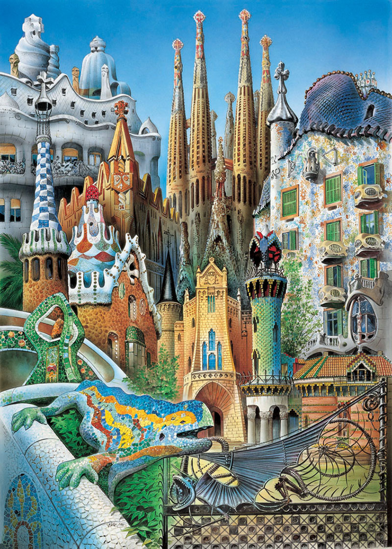 Puslepil 1000 brikker- Gaudi Collage - Miniature (011874)