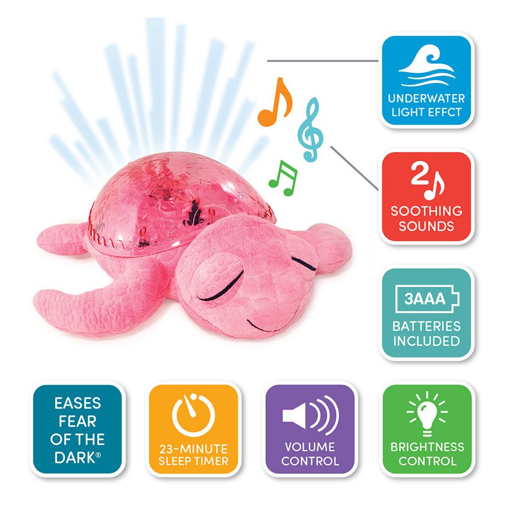 Skildpadde Natlampe med lyd og lys - Tranquil Turtle Pink (CB7423-PK)