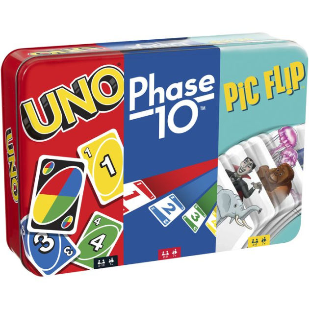 UNO, Phase 10 and Pic Flip Bundle Tin (GWP96)