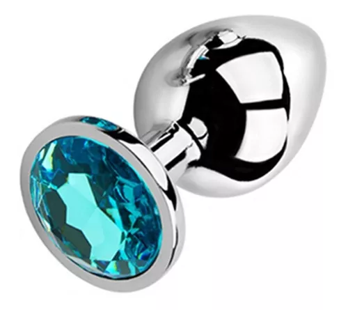 Imagen del producto Set de 3 Plugs Anales de Metal con Gema - Juguetes Sexuales de Dilatación en color Azul Claro