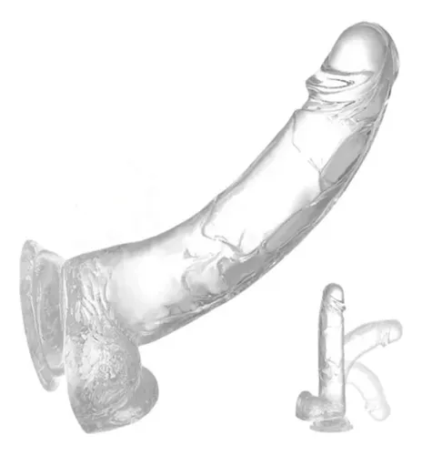 Imagen del producto Dildo Consolador Grande Ventosa Pene Realístico 20cm x 4.5cm en color Transparente