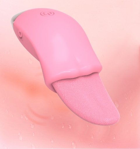 Imagen del producto Lengua Vibradora Silicón Médico Recargable 10 Funciones + Funda en color Rosa