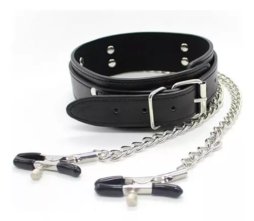 Imagen del producto Collar con Pinzas para Pezones de Acero Inoxidable Ajustables en color Acero Inoxidable