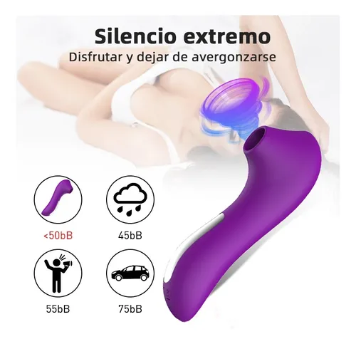 Imagen del producto Vibrador con Succionador de Clítoris Recargable 10 Modos Silencioso en color Violeta