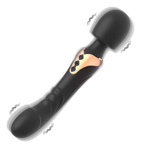 Imagen del producto Vibrador Doble con Varita y Estimulador de Punto G para Orgasmo Vaginal en color Negro