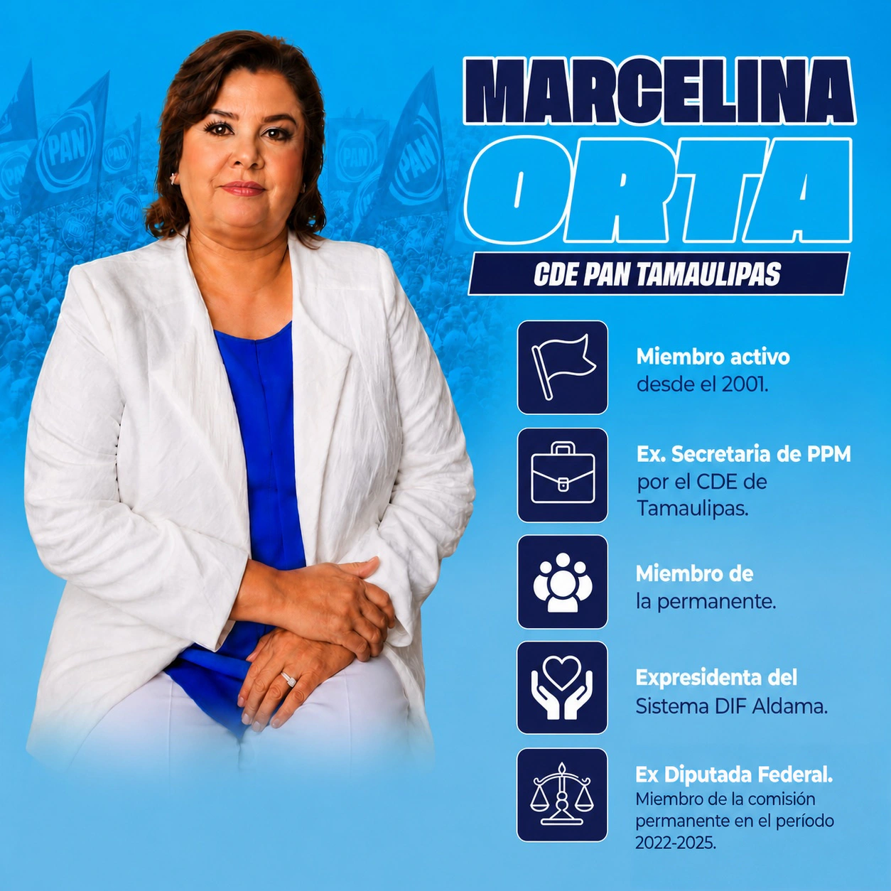 Ficha institucional de Marcelina Orta Coronado, integrante del CDE PAN Tamaulipas