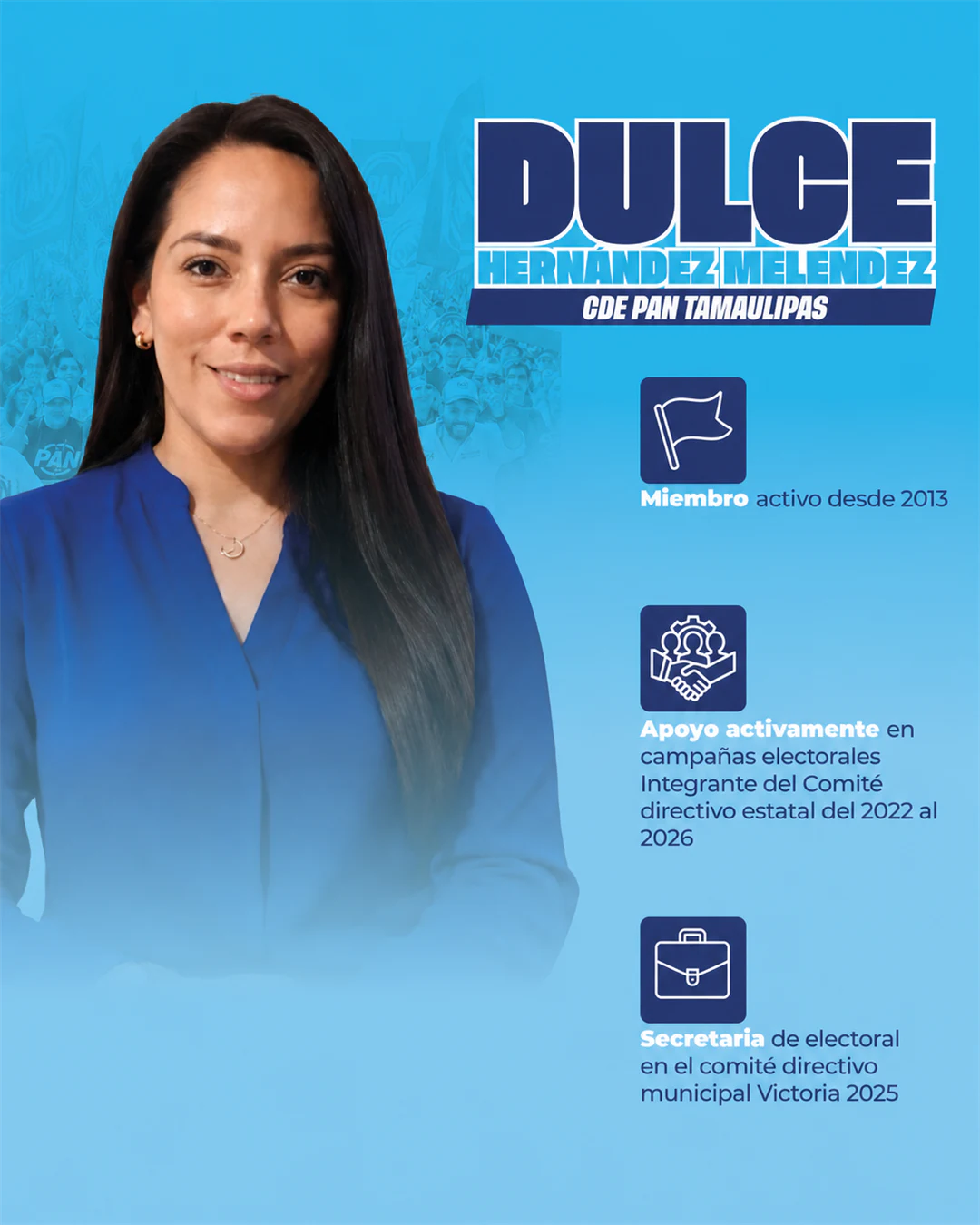 Ficha institucional de Dulce Magdalena Hernández Meléndez, integrante del CDE PAN Tamaulipas