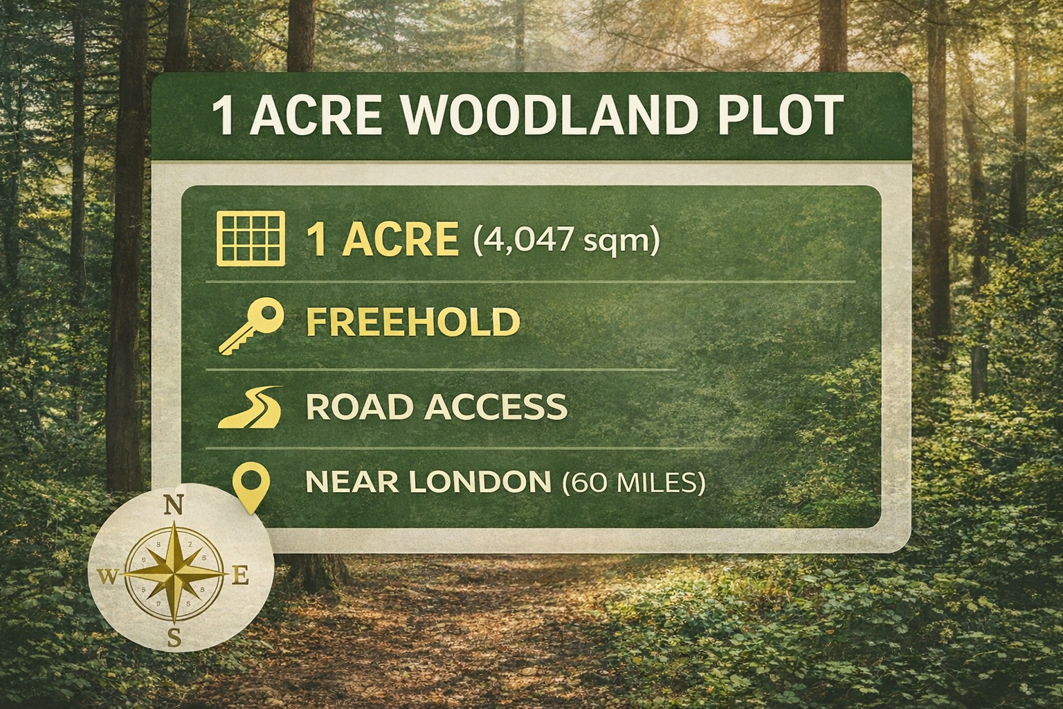 1 Acre Woodland for Sale – Freehold Land Kent UK Near London - ListingImage 4