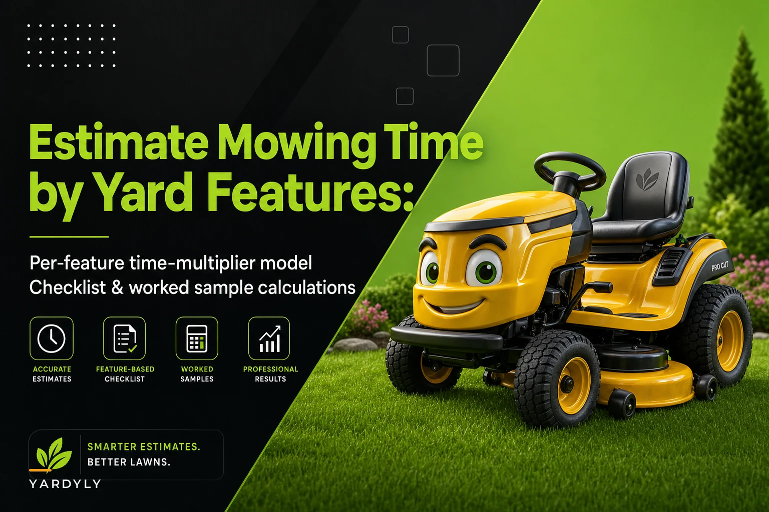 Estimate Mowing Time by Yard Features: A Per-Feature Time-Multiplier Model and Checklist