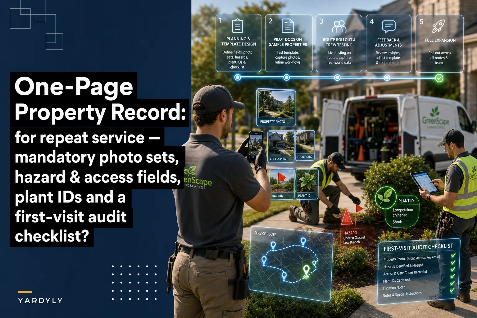 One-Page Property Record for Repeat Service: Photo Sets, Hazard Fields, Plant IDs, and a First-Visit Audit Checklist