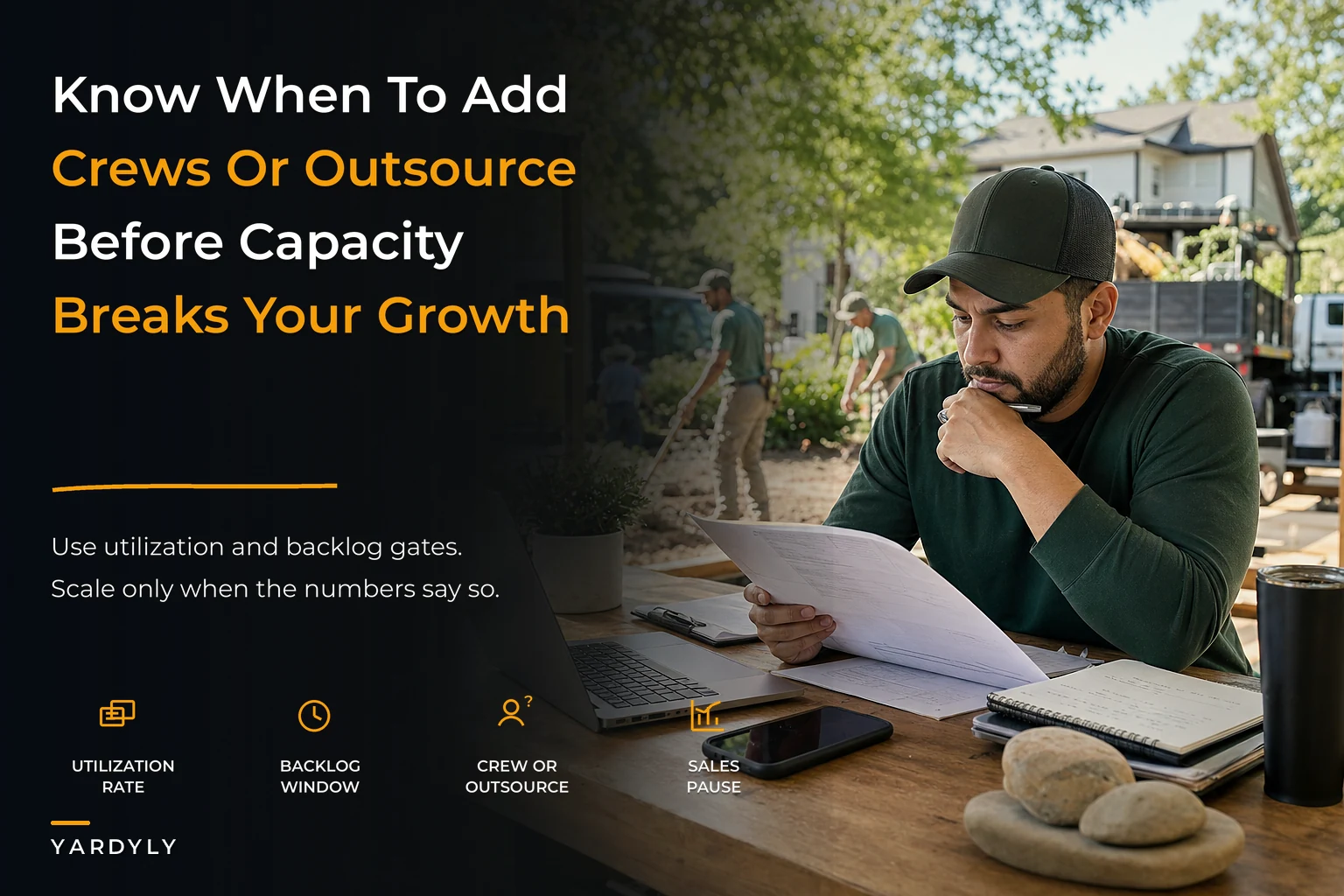 When to Add Crews, Outsource, or Pause Sales: Capacity Gates for Landscaping Owners