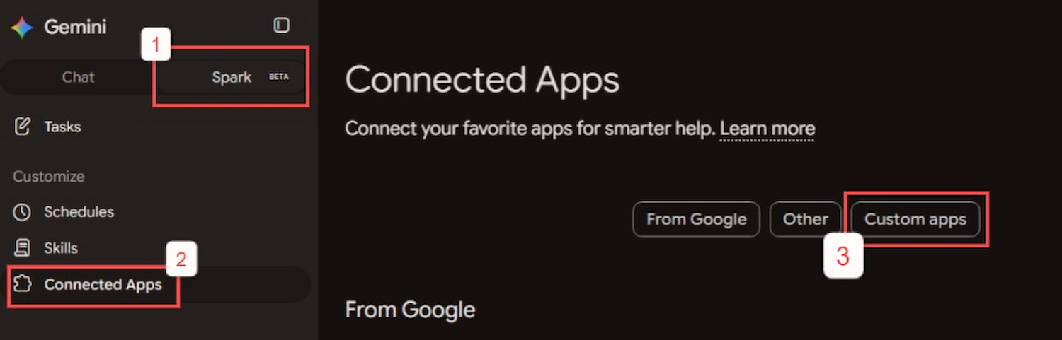 Gemini Spark NoBrainner Connected App
