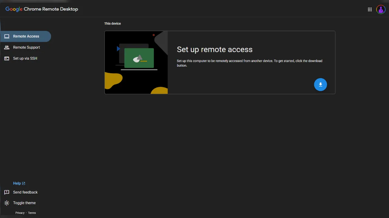 Chrome Remote Desktop home