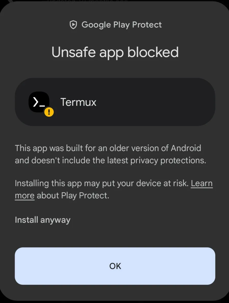 Android installation block
