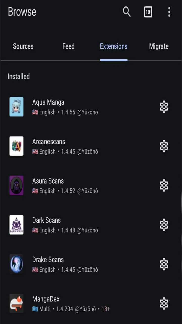 Komikku Extension Browser