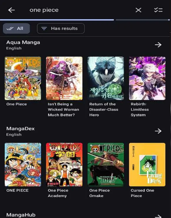 Manga Search in Komikku