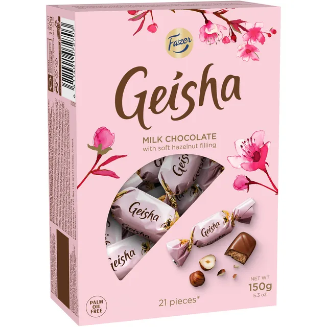 Pieninio šokolado saldainiai GEISHA su lazdynų riešutų įdaru, 150 g