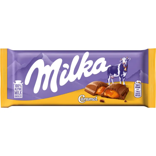 Pieninis šokoladas MILKA su karamelės įdaru, 100 g