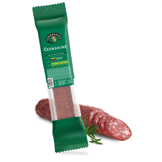 Šaltai rūkyta Česnakinė dešra dujose 230g