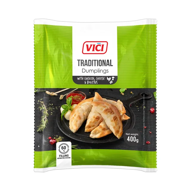 Koldūnai su vištiena, sūriu ir baravykais VIČI TRADITIONAL, 400 g