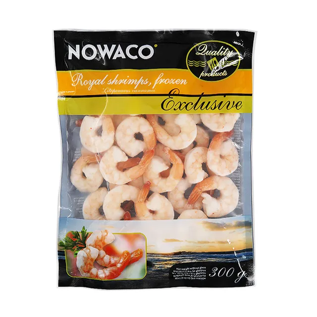 Virtos šaldytos tigrinės krevetės NOWACO EXCLUSIVE be kiautų, 300 g