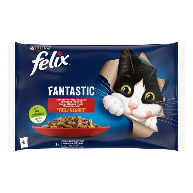 Konservuotas kačių ėdalas FELIX FANTASTIC su mėsa, 400 g