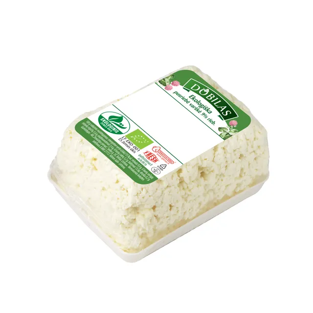 Ekologiška pusriebė varškė 9% rieb. DOBILAS, 1 kg