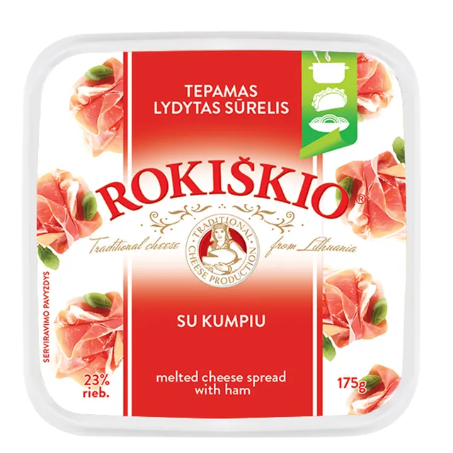Lydytas sūrelis su kumpiu ROKIŠKIO 23% rieb., 175 g