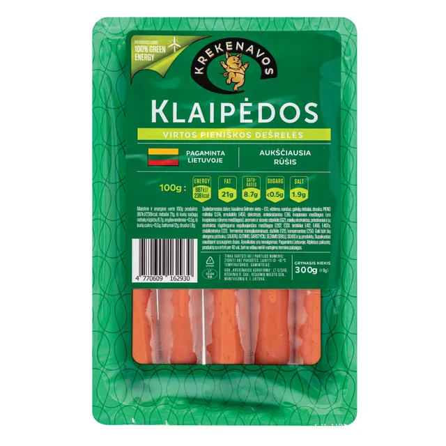 Virtos Klaipėdos pieniškos dešrelės dujose 300g