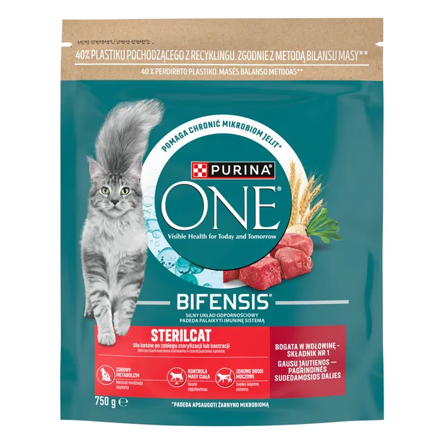 Sausas maistas katėms su jautiena PURINA ONE STERILCAT, 750g