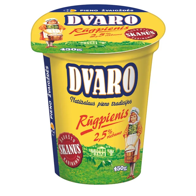 Rūgpienis DVARO 2,5% riebumo, 450 g
