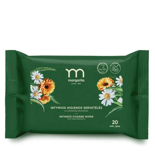 Intymios higienos servetėlės MARGARITA su vaistažolėmis, 20 vnt.