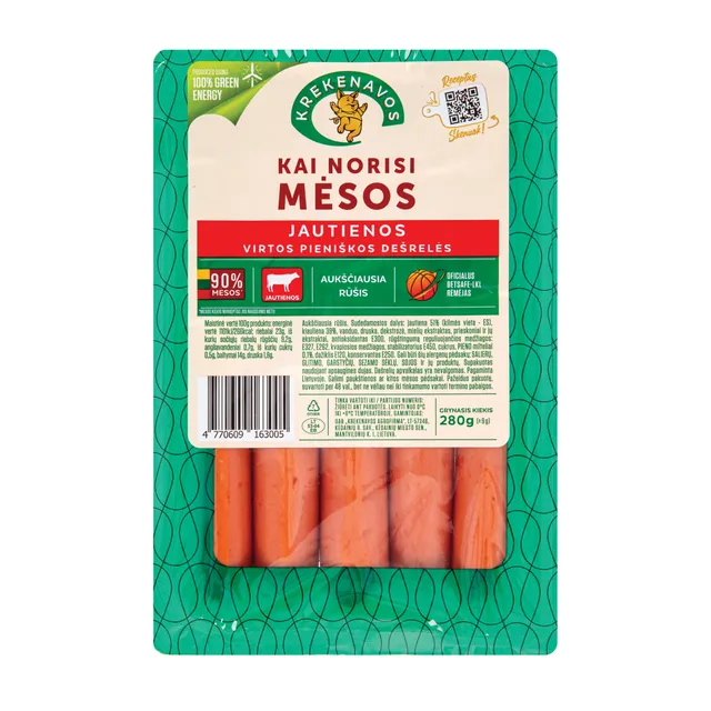 Virtos "Kai norisi Mėsos" jautienos dešrelės dujose 280g