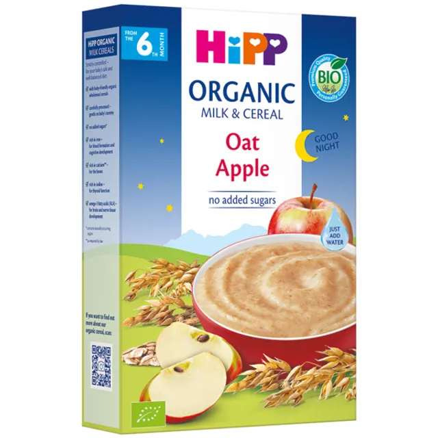 Ekologiška pieniška košė su avižomis ir obuoliais (nuo 6 mėn.) HIPP, 250 g