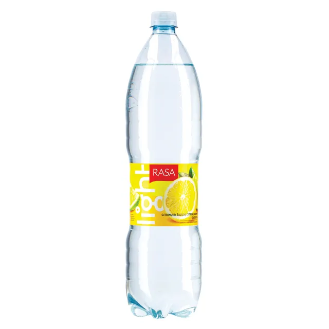 Citrinų ir žaliųjų citrinų skonio gazuotas stalo vanduo RASA LIGHT, 1,5 l