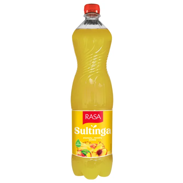 Negazuotas gėrimas RASA JUICE DRINK ananasų ir persikų skonio, 1,5 l