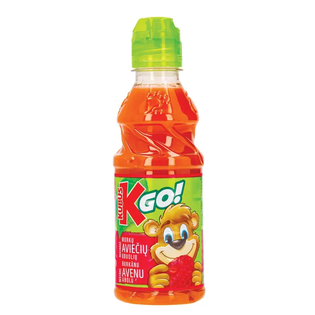 Morkų, aviečių, obuolių nektaras KUBUS GO, 300 ml