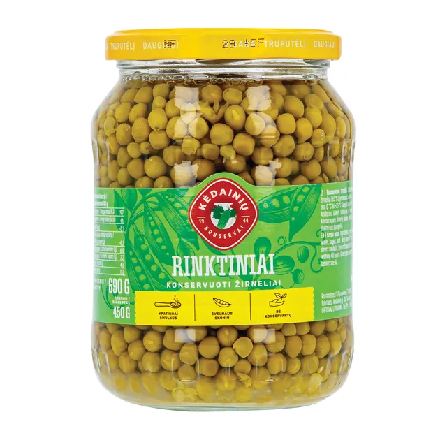 Konservuoti žirneliai RINKTINIAI, 690 g