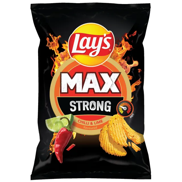 Čili pipirų ir žaliųjų citrinų skonio bulvių traškučiai LAY'S MAX STRONG, 190 g